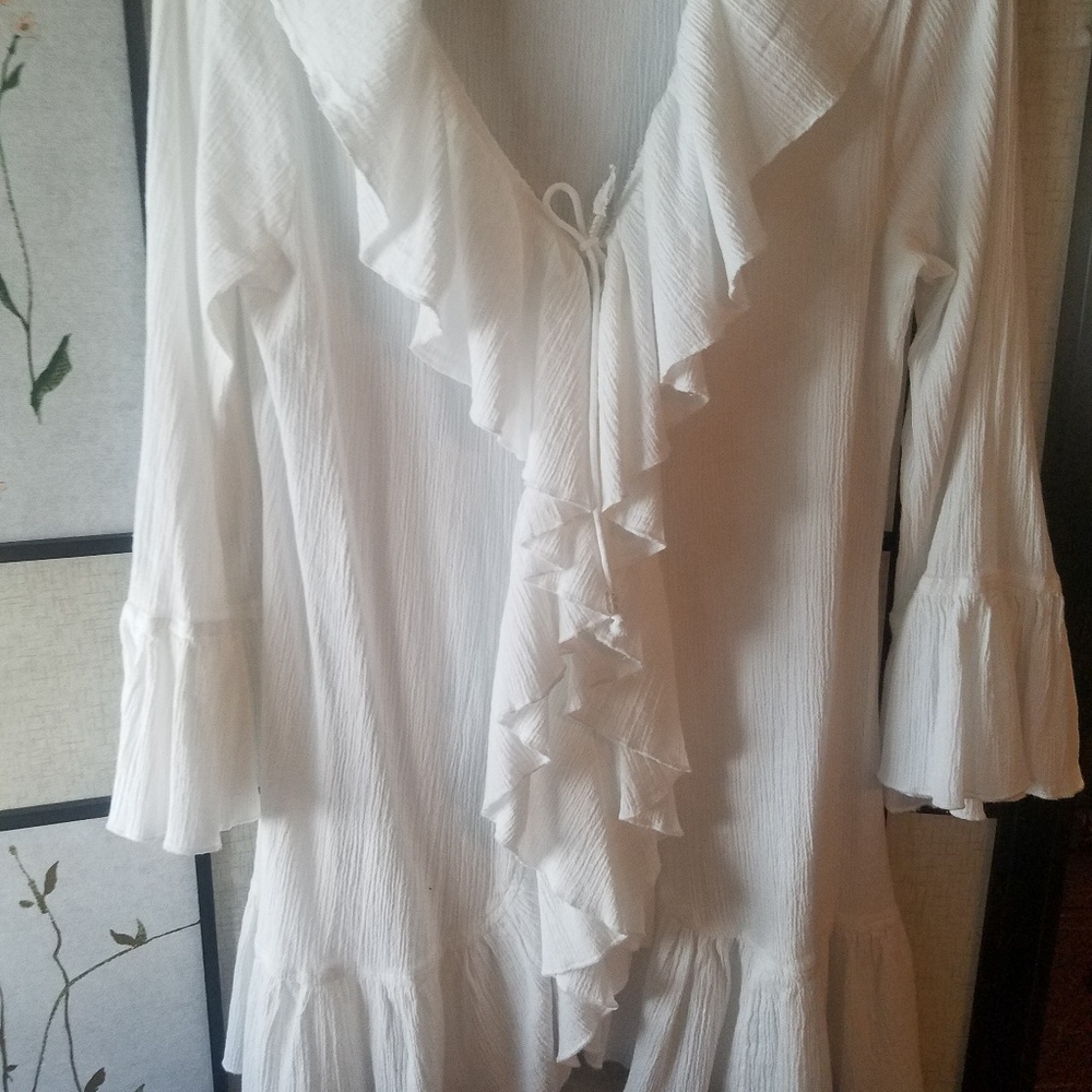 White cotton swim suit coverup M 177